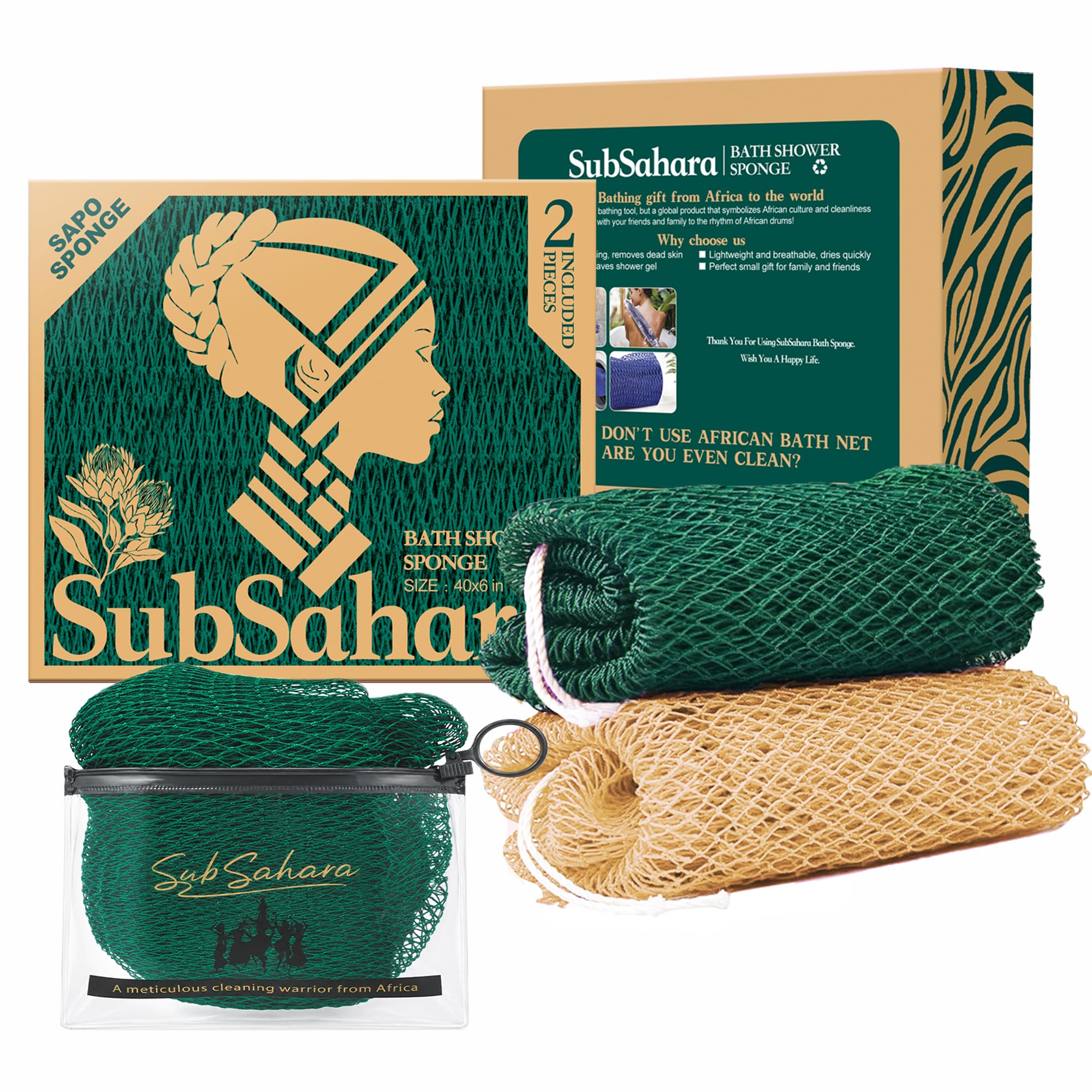 African Net Sponge - Exfoliating Body Scrubber (2 Pack) -24