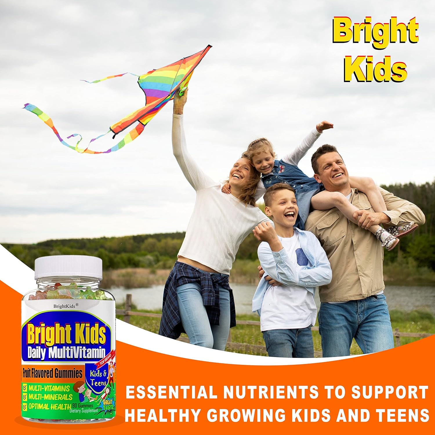 Kids Multivitamin Gummies, Vitamin Supplements with Vitamin E, A C D B6 B12 & Combination of 20+ Kids Vitamins , Support Overall Health, Teen Multivitamins - 90 Gummies