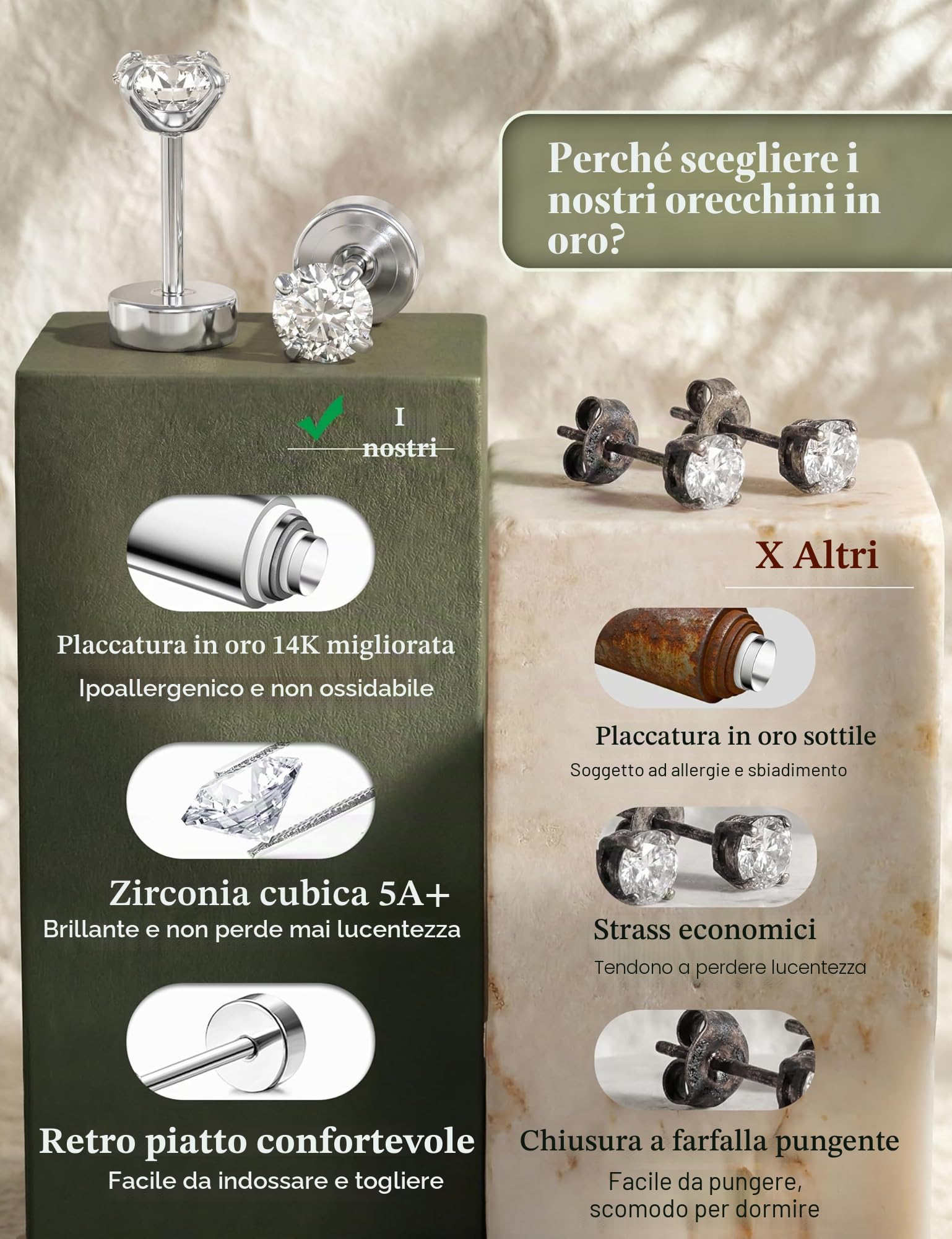 Diamday 12 Paia Orecchini Donna Acciaio Chirurgico Orecchini Set Oro Orecchini Cerchio Piercing Orecchio Ipoallergenica Helix Cartilagine Orecchino Donna Orecchini Cerchio Piccoli Multi Piercings