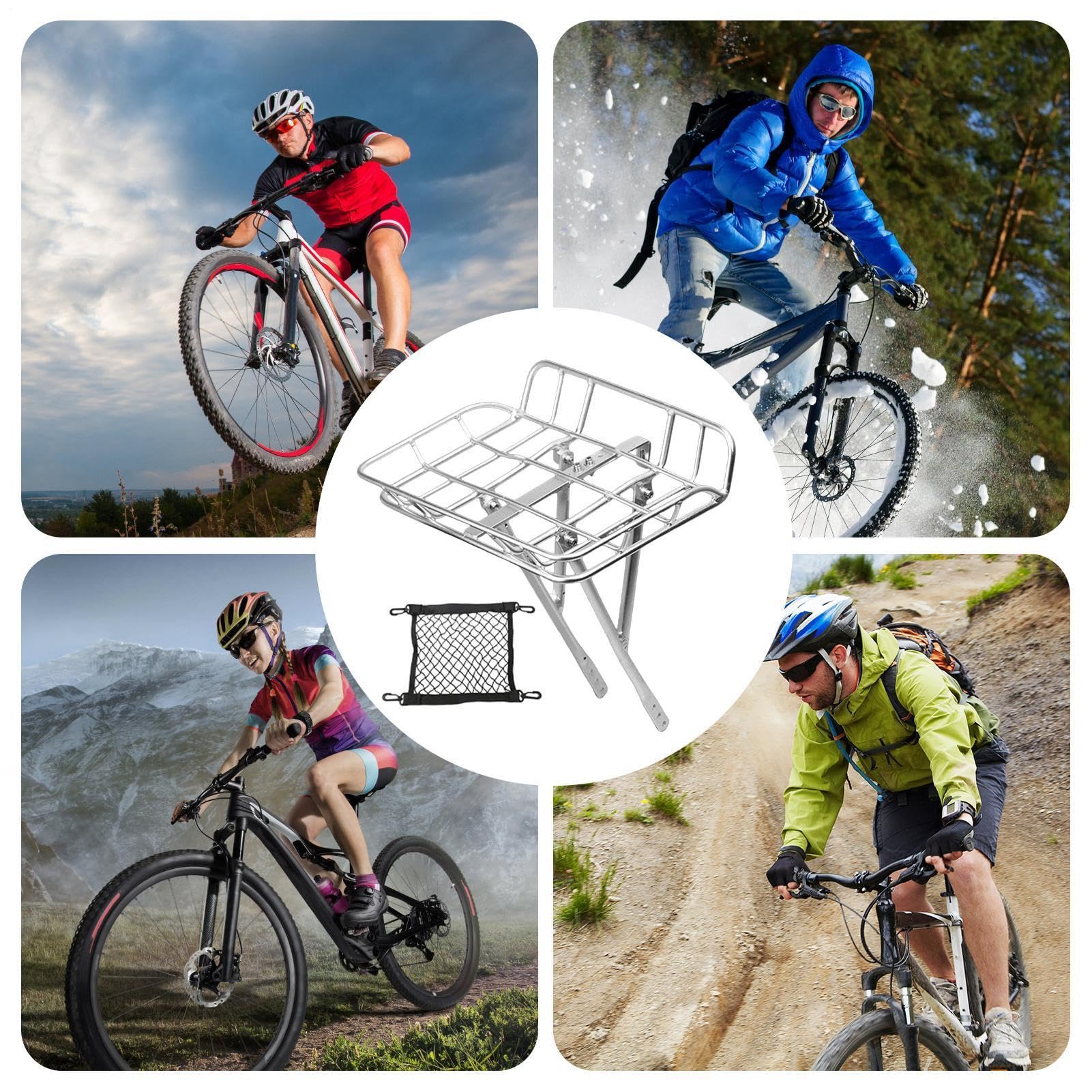 Stojak na kosz rowerowy | Wytrzymały bagażnik użytkowy | Bagażnik na wózek rowerowy | na szosowe rowery górskie wędrówki górskie wycieczki outdoorowe wyścigi dla dorosłych