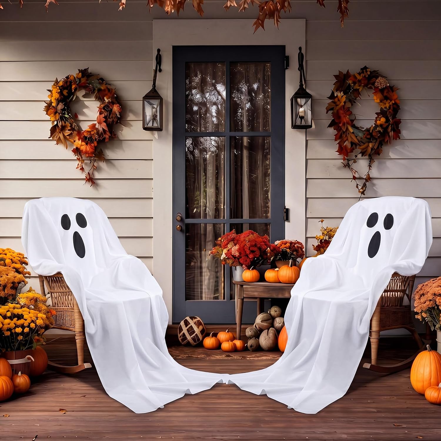 Fanfanwin 3 Pcs Halloween Ghost Chair Covers Large Halloween Couch Decor