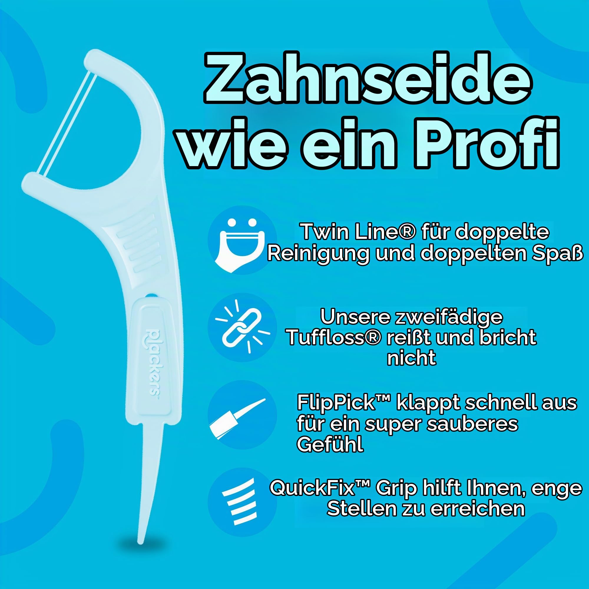Plackers Twin-line Zahnseide Picks, 150 Stück (4 Stück), Limited Edition