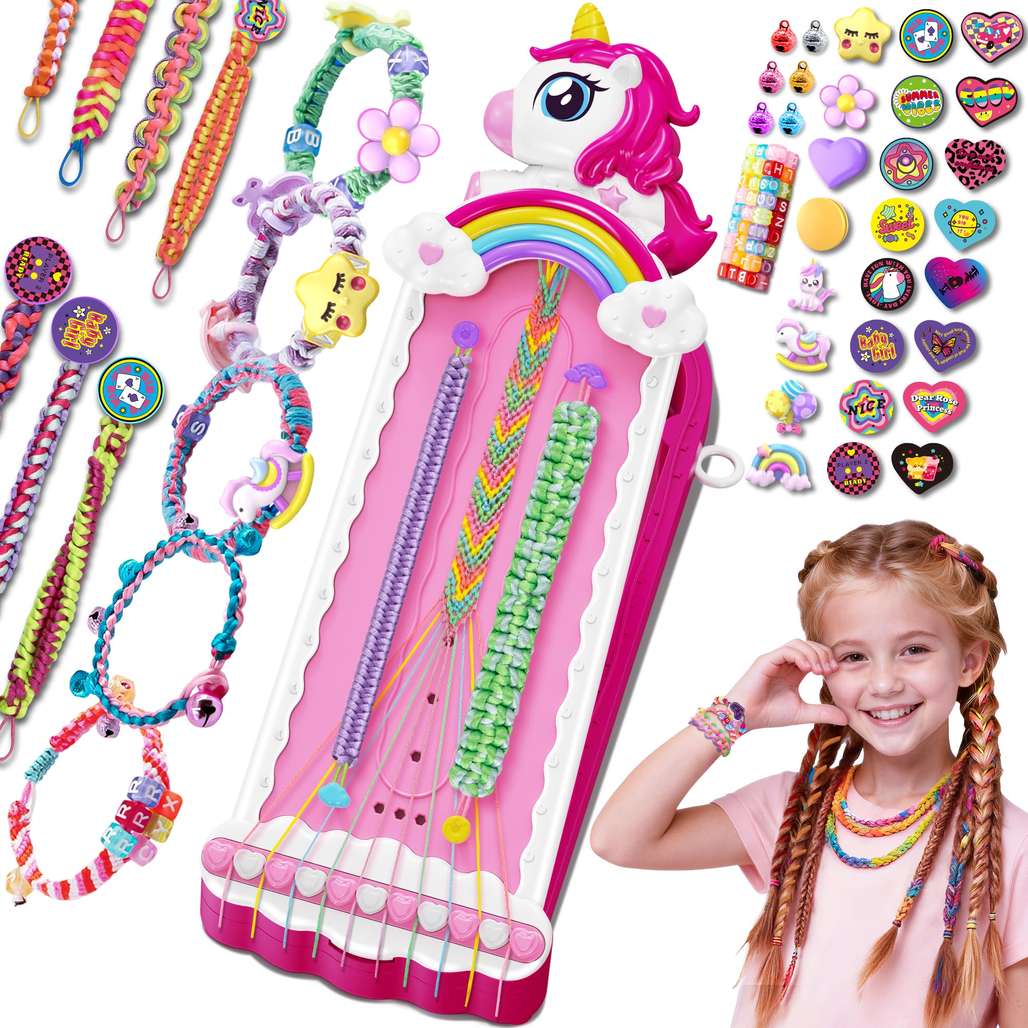 Kit De Pulseras De Amistad Unicornio – 182 Piezas Con Hilos Pre-Cortados, Cuentas Y Charms (Para Niñas 4-12 Años, Regalo DIY)