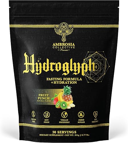 Ambrosia Hydroglyph - Fórmula intraentrenamiento con BCAA + EAA + electrolitos en polvo de hidratación para proteger el músculo magro, 0.00 oz de