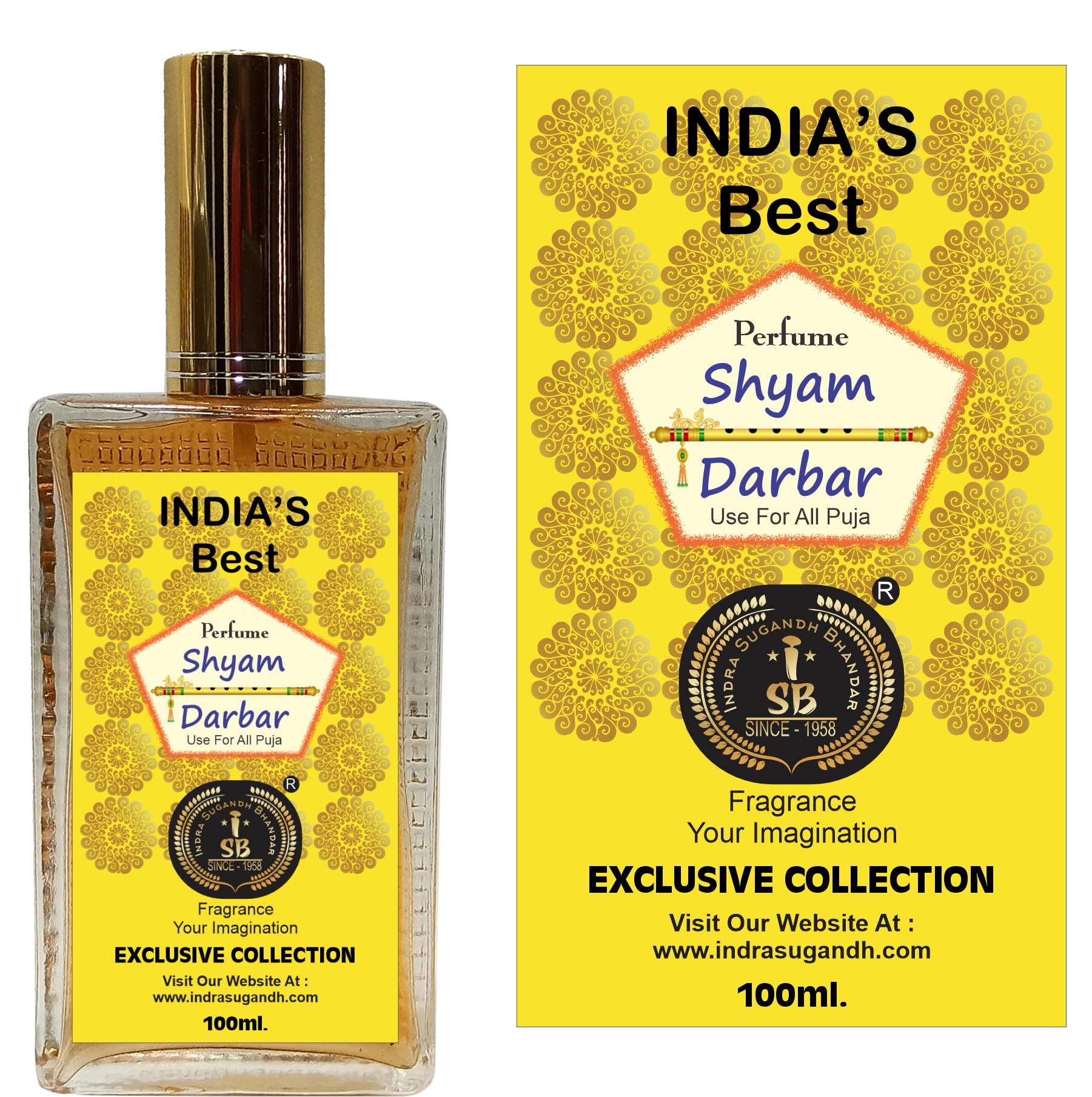 INDRA SUGANDH BHANDAR Perfume Spray For Men|Women|Pooja Use Shyam Darbar Pure Perfume Beautiful Combination of Kasturi Oudh and Chandan 24 Hours Long Lasting Fragrance 100ml Spray Pack