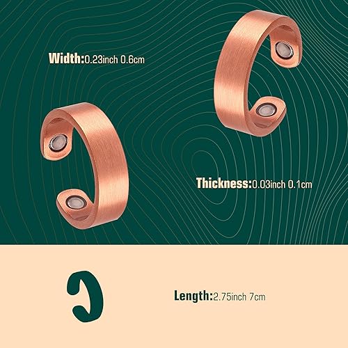 Miniatura 6 de FASCIO Anillos magnéticos para hombres y mujeres, anillo de cobre para dedos pulgar, joyería de cobre ajustable, regalo para artritis y alivio del