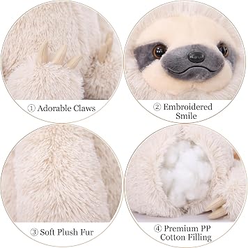 Winsterch Cuddly Sloth Large Stuffed Animal Teddy Baby Doll Birthday Gifts, Plush Soft Toy (Ivory, 27.5 Inches) | Oversized Soft and Huggable Plush with a Cute Goofy Face, Birthday and Christmas Gift for Kids, Boys & Girl