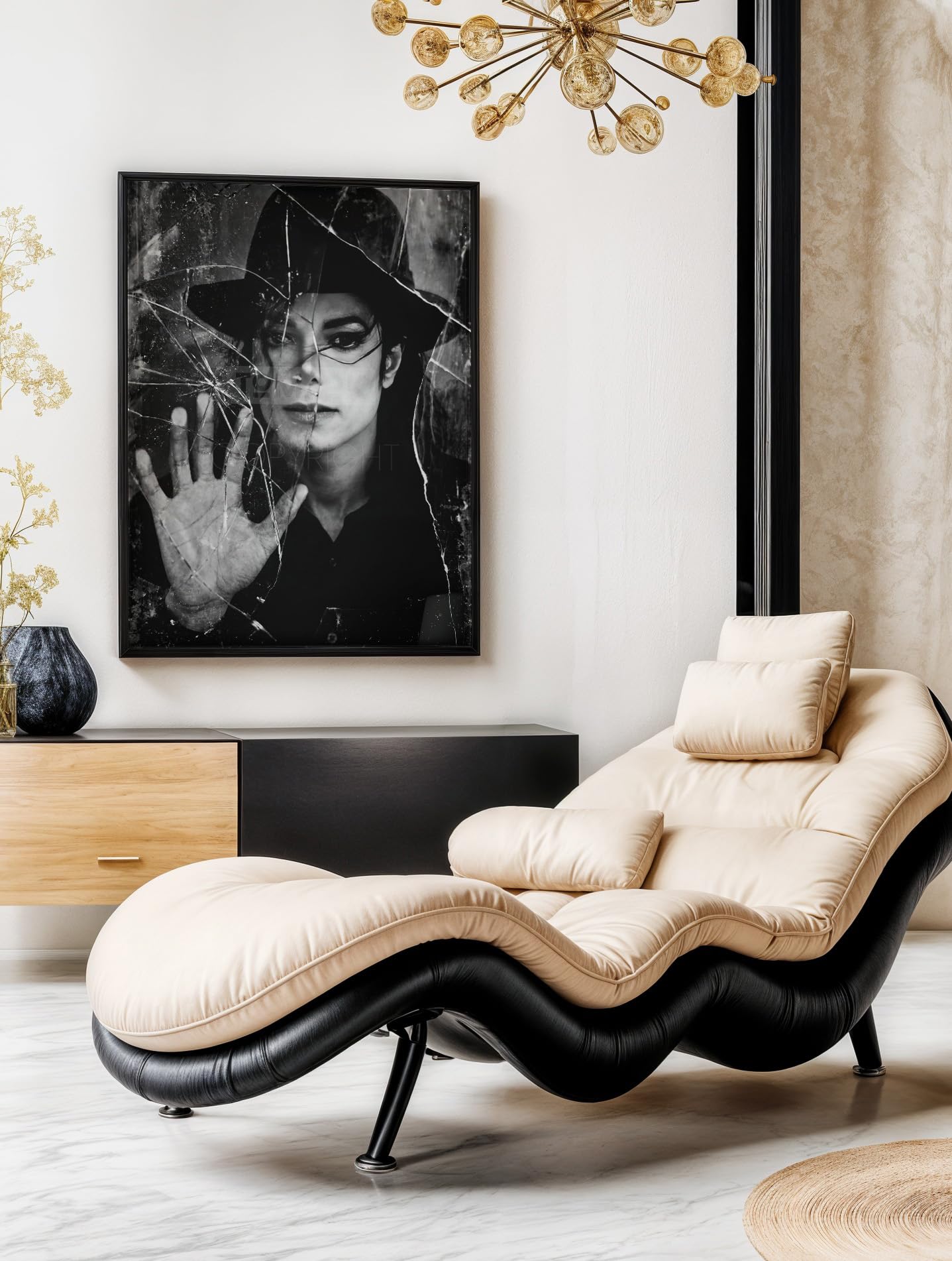 Tomaok® - Poster Stampa poster d'arte (Cornice non fornita) Ritratto iconico Michael Jackson in bianco e nero, scena musicale drammatica, Poster contemporaneo