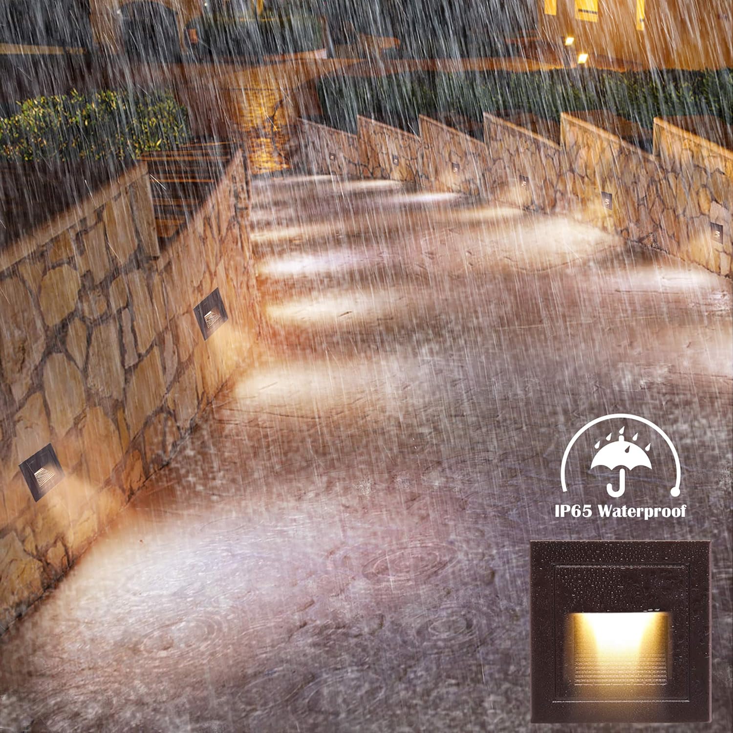 70% Off Everything SUPERDANNY 120V LED Step Light with Junction Box, Indoor/ Outdoor IP65 Waterproof 3000K Warm White 3W Stair Light Fixture, Wall Mount Square Staircase Lamps for Pathway Driveway Yard Lawn, 4 Pack