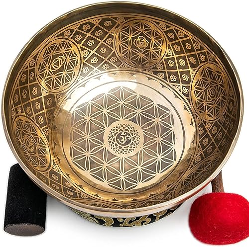 Juego de cuencos tibetanos grandes de 9.5 pulgadas, grado curativo maestro para baño de sonido, chakras, 7 metal, meditación, yoga por Himalayan