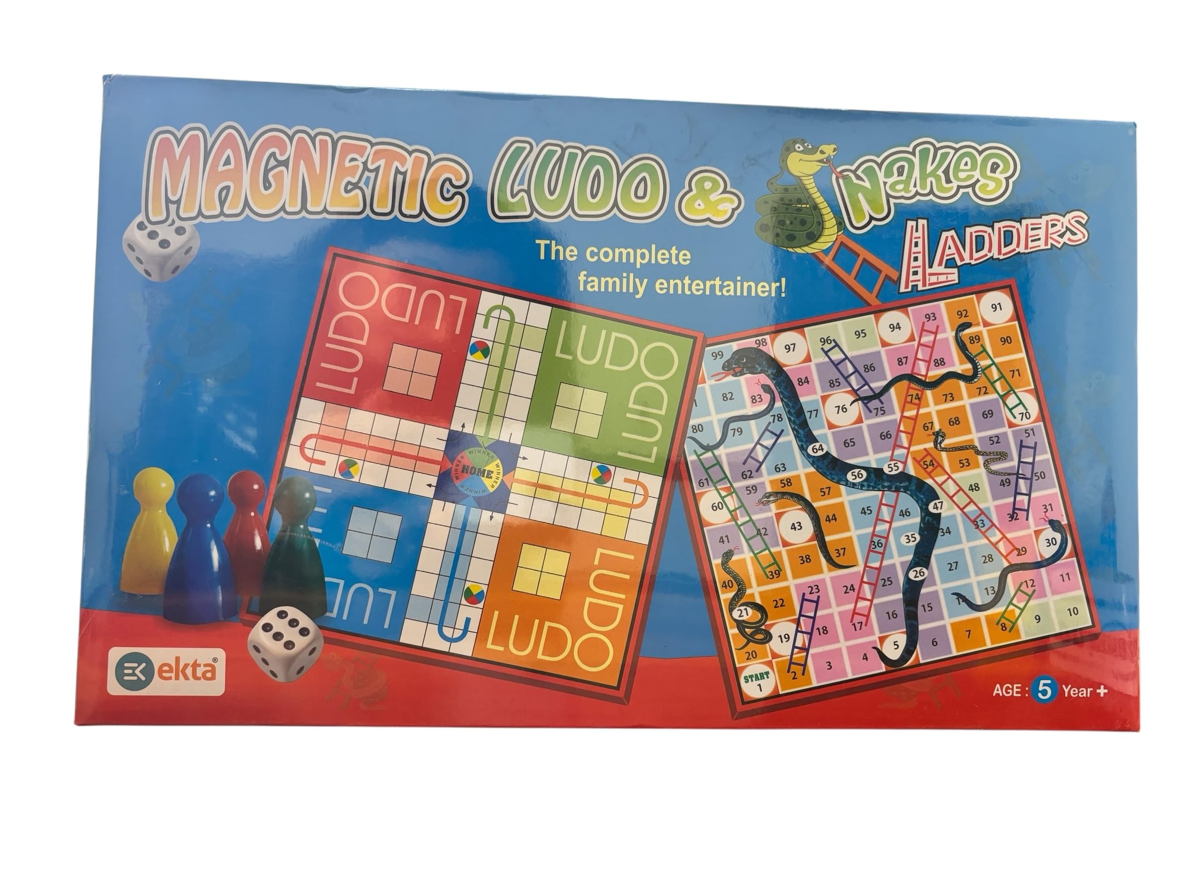 Magnetic Ludo & Snakes and Ladders 2 in 1 Board Game, Travel-Friendly Foldable, Educational Indoor Game for Kids, Boys & Girls, Age 5 Years+
