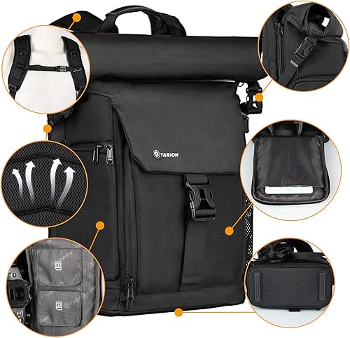 Miniatura 6 de TARION Mochila para cámara con funda extraíble para portátil de 16 pulgadas, mochila de fotografía para cámaras DSLR SLR sin espejo, videocámara
