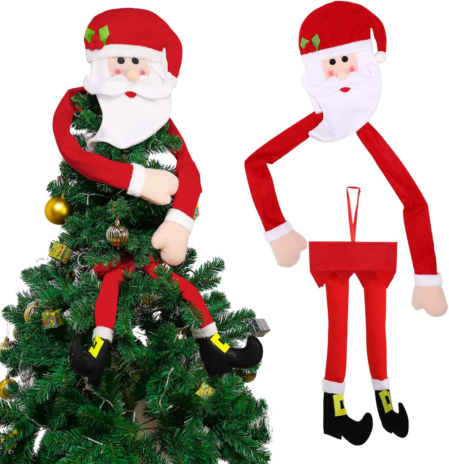 2 Pieces Large Christmas Tree Topper Santa Tree Topper in