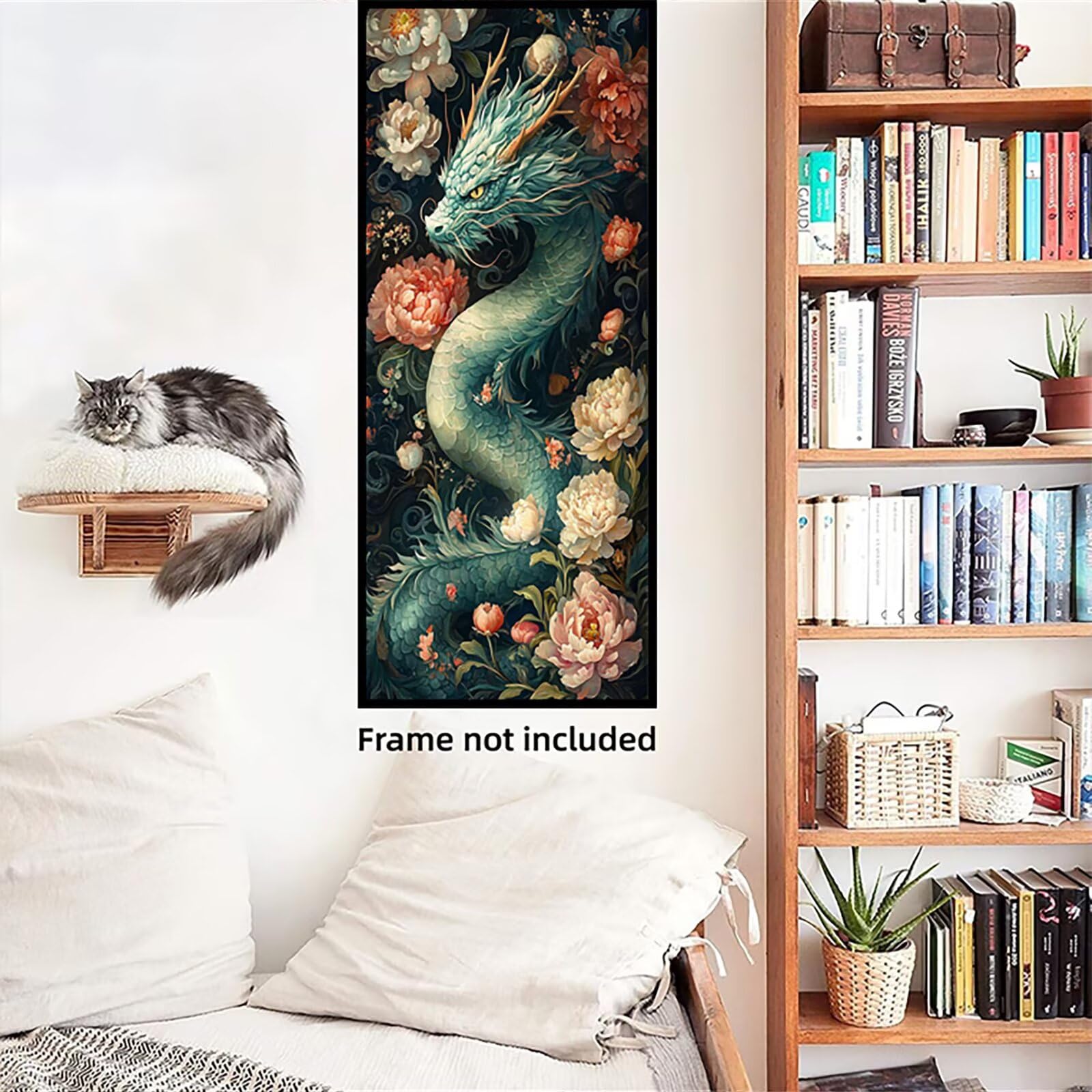 Malen Nach Zahlen 50x150cm Leinwand Blumen Malen Nach Zahlen Erwachsene mit Ohne Rahmen, DIY Kreativ Set für Erwachsene mit Pinseln und Acrylfarbe, Zimmer Deko Drache Landschaft Geschenk, P0M-773