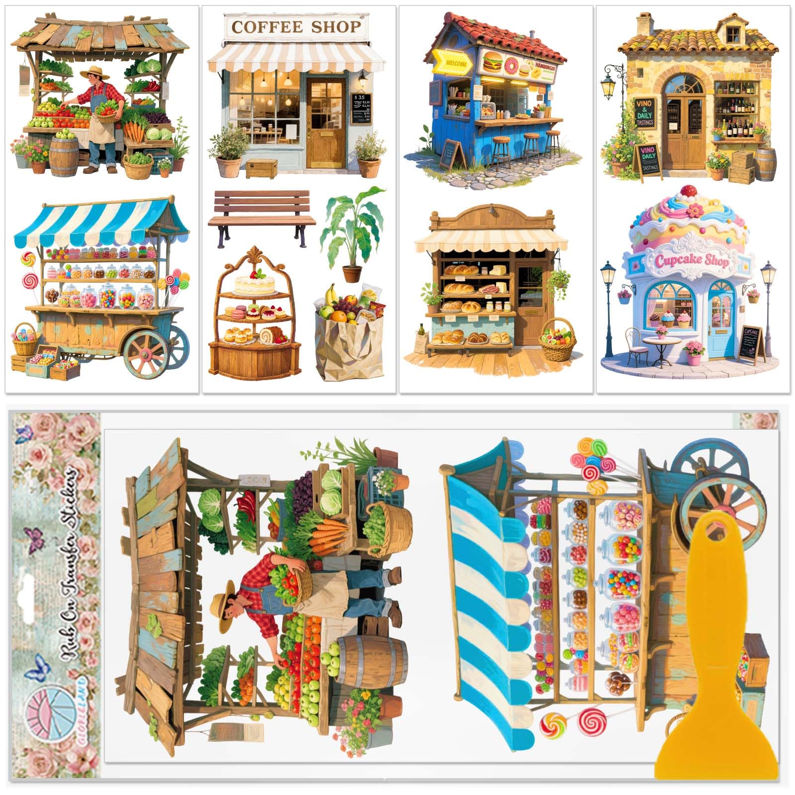 Pegatinas frotar UV para muebles GLOBLELAND personaliza paredes y madera de tu panadería o tienda
