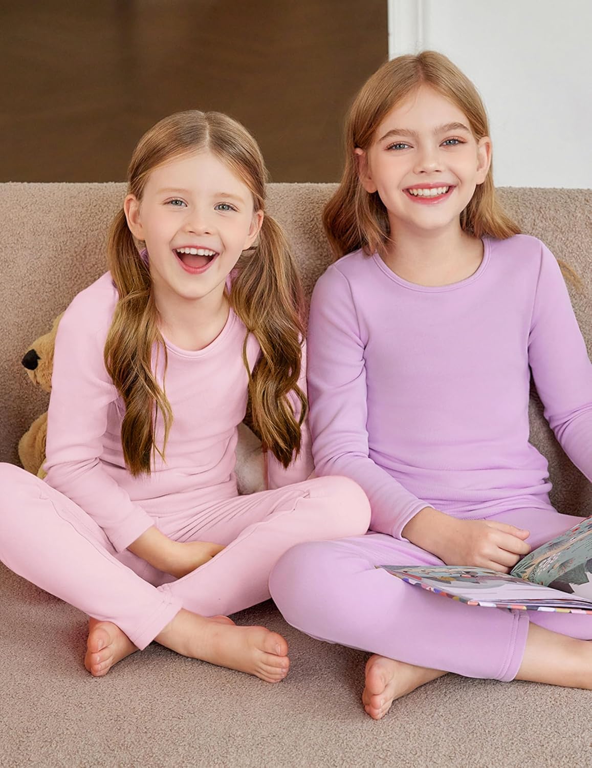 Arshiner Girls Thermal Underwear Set Long Johns Cold Weather Kids Base Layer Top Bottom - Image 3