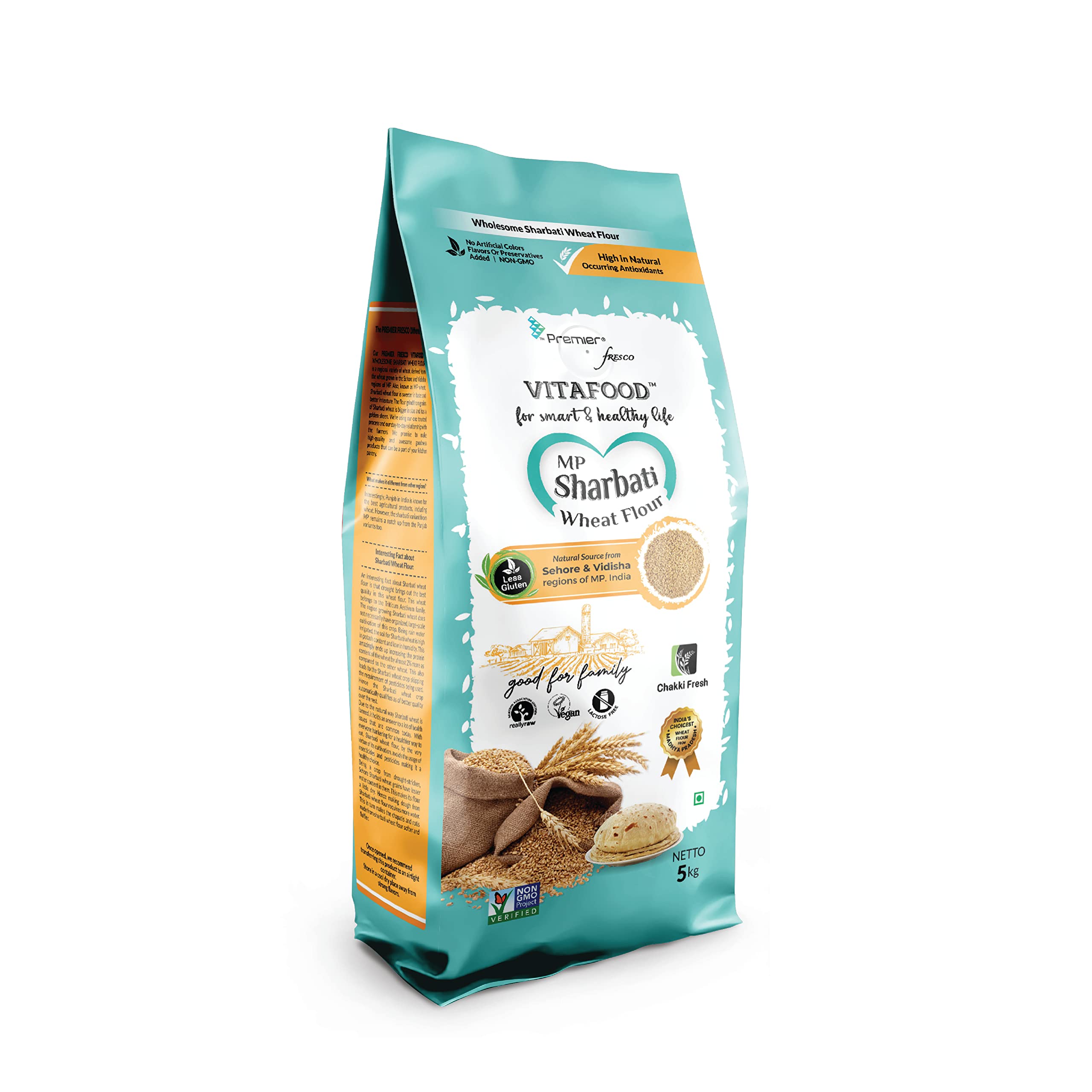 Premier Fresco | VITAFOOD-MP SHARBATI WHOLE WHEAT FLOUR | Rich in Micro-nutrients | No preservatives | High Protein Fiber Food (5kg) (Pack of 1) (B0BSHG832Z) Amazon Price History, Amazon Price Tracker