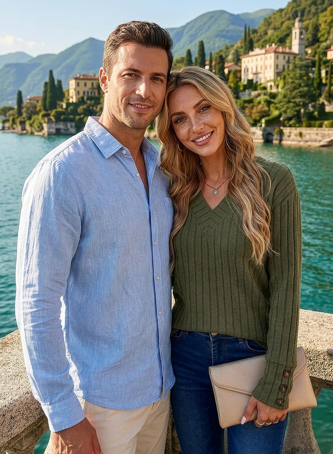 Dokotoo Womens Soft Long Sleeve V Neck Shirts Solid Casual Decorative Buttons Knitted Pullover Tunic Tops - Image 6