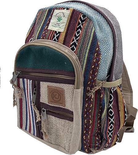 KayJayStyles Mochila hecha a mano de cáñamo natural Nepal para mujeres y niñas, pequeña mochila ligera, Daypack5, Mochilas Daypack