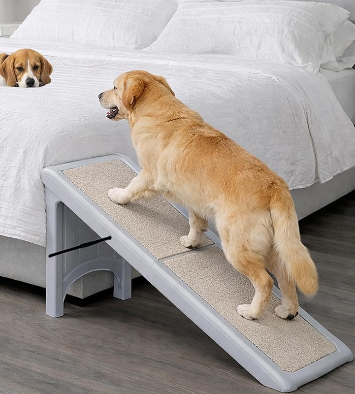 Pet Gear Rampa independiente para mascotas para gatos y perros, sal marina | No requiere ensamblaje, fácil plegado para almacenamiento o viaje, portátil, soporta 200 libras, 56" x 16"