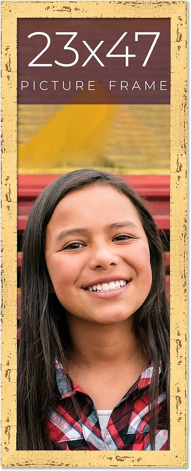 23x47 Frame Yellow Real Wood Picture Frame Width 1.25