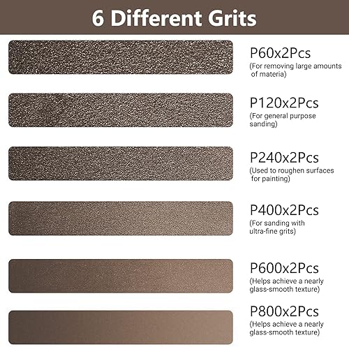 Miniatura 9 de Paquete de 24 correas de afilado de repuesto de 34 x 12, 4 de cada uno de 801202404008001000 granos surtidos para afilador de cuchillos y