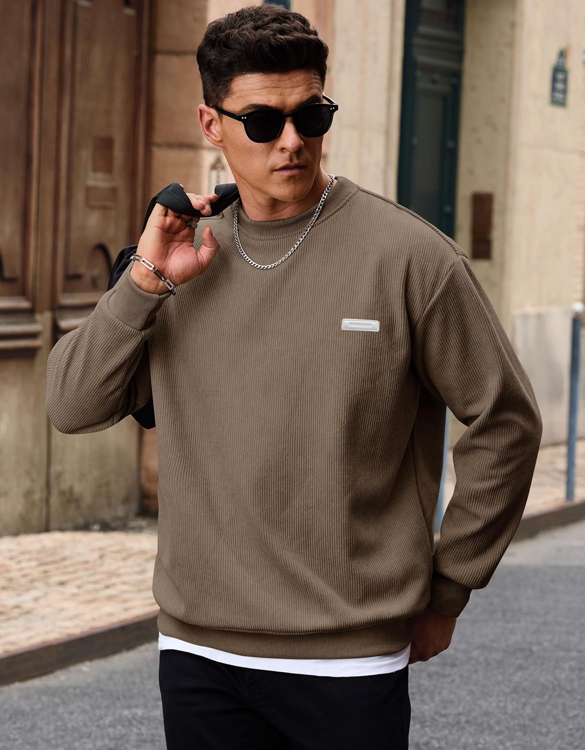 Mens Corduroy Fleece Lined Sweatshirts Thermal Loose fit Casual Long Sleeve Pullover Shirt (S-XXL) - Image 7