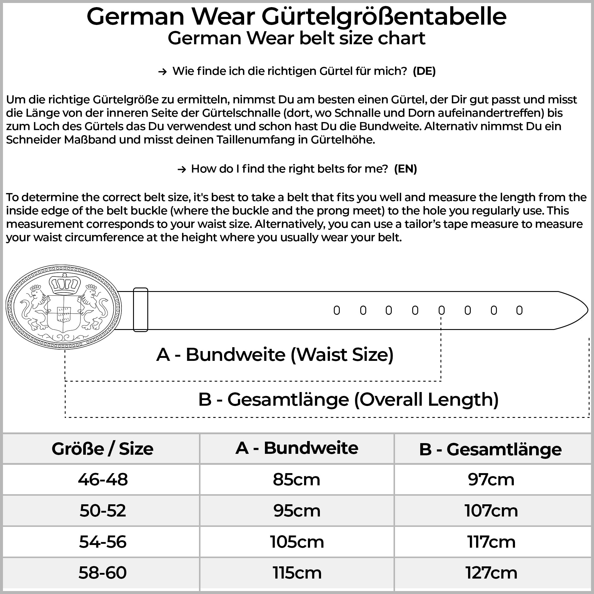 German Wear Herren Trachtengürtel aus Echtleder Trachten Lederhosen Gürtel mit Trachten Schnalle