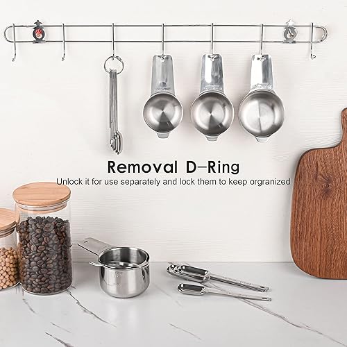 Miniatura 24 de Smithcraft Juego de tazas y cucharas medidoras, juego de tazas medidoras de acero inoxidable, 7 tazas medidoras secas, 9 cucharas de medición