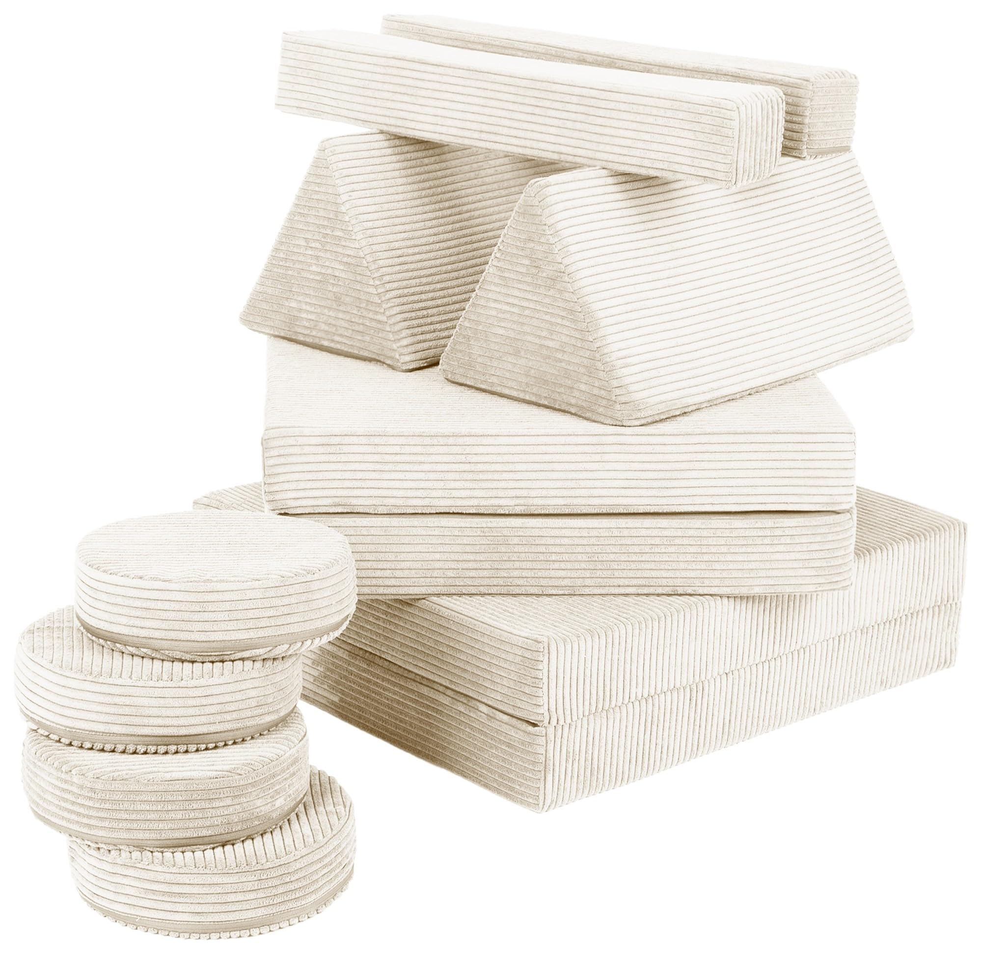 Canapé Multifonction Pouf Fauteuil pour Enfants éléments en Mousse Jeu (Couleur: crème (Velours côtelé))