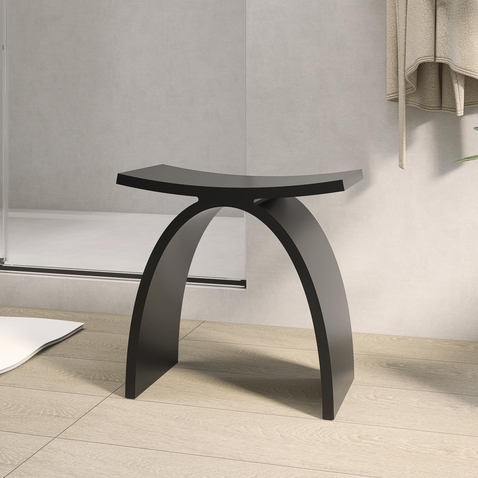 Silla de ducha, color negro, taburete de ducha impermeable, asiento de baño, apto para FSA HSA, uso médico, capacidad de peso de 400 libras, antideslizante, cómodo 17 pulgadas de altura, pesa 24