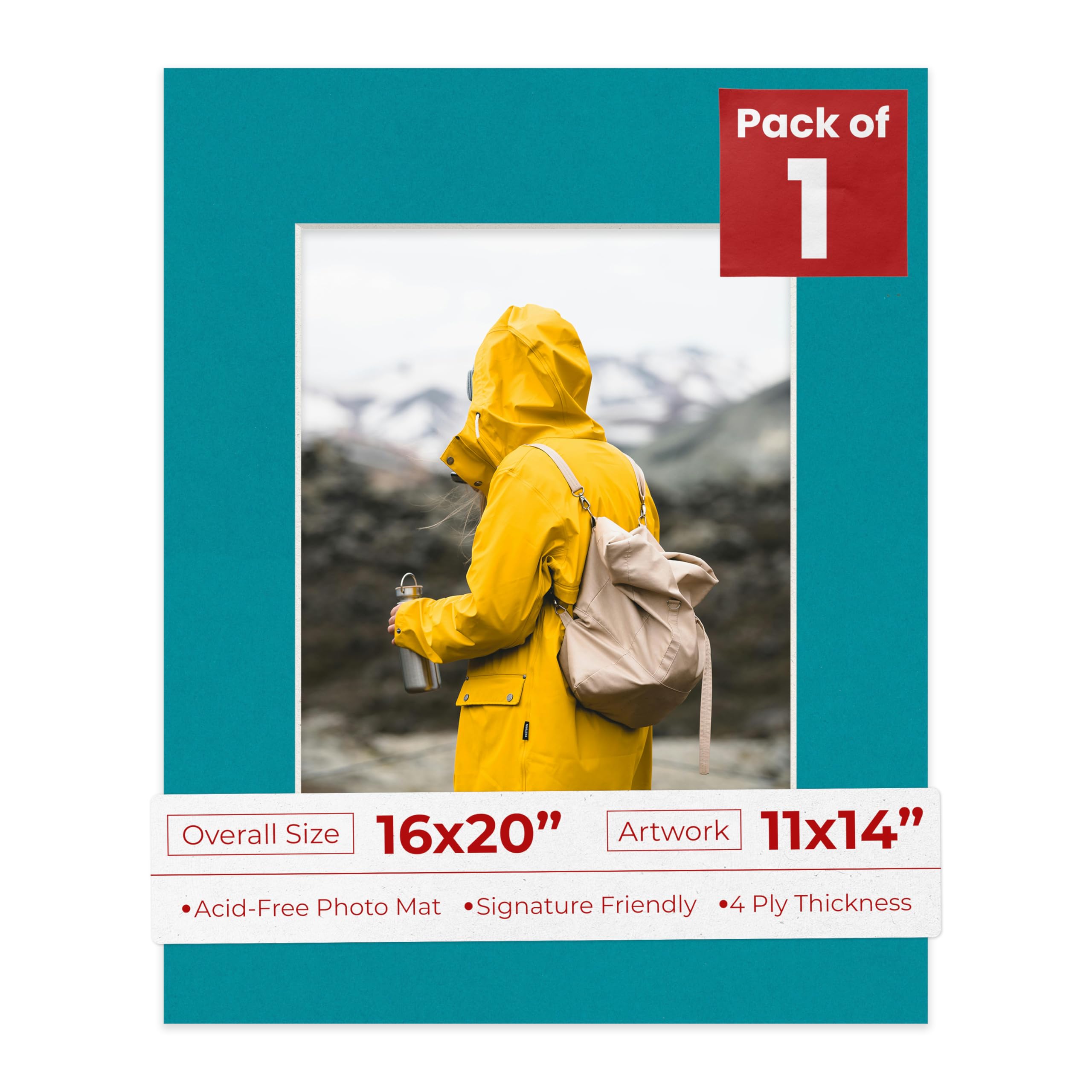 11x14 Mat for 16x20 Frame - Precut Mat Board Acid-Free Show Kit with Backing Board, and Clear Bags Teal Blue 11x14 Photo Matte Made to Fit a 16x20 Picture Frame Matboard for Framing, Pack of 1 Mat-image-5