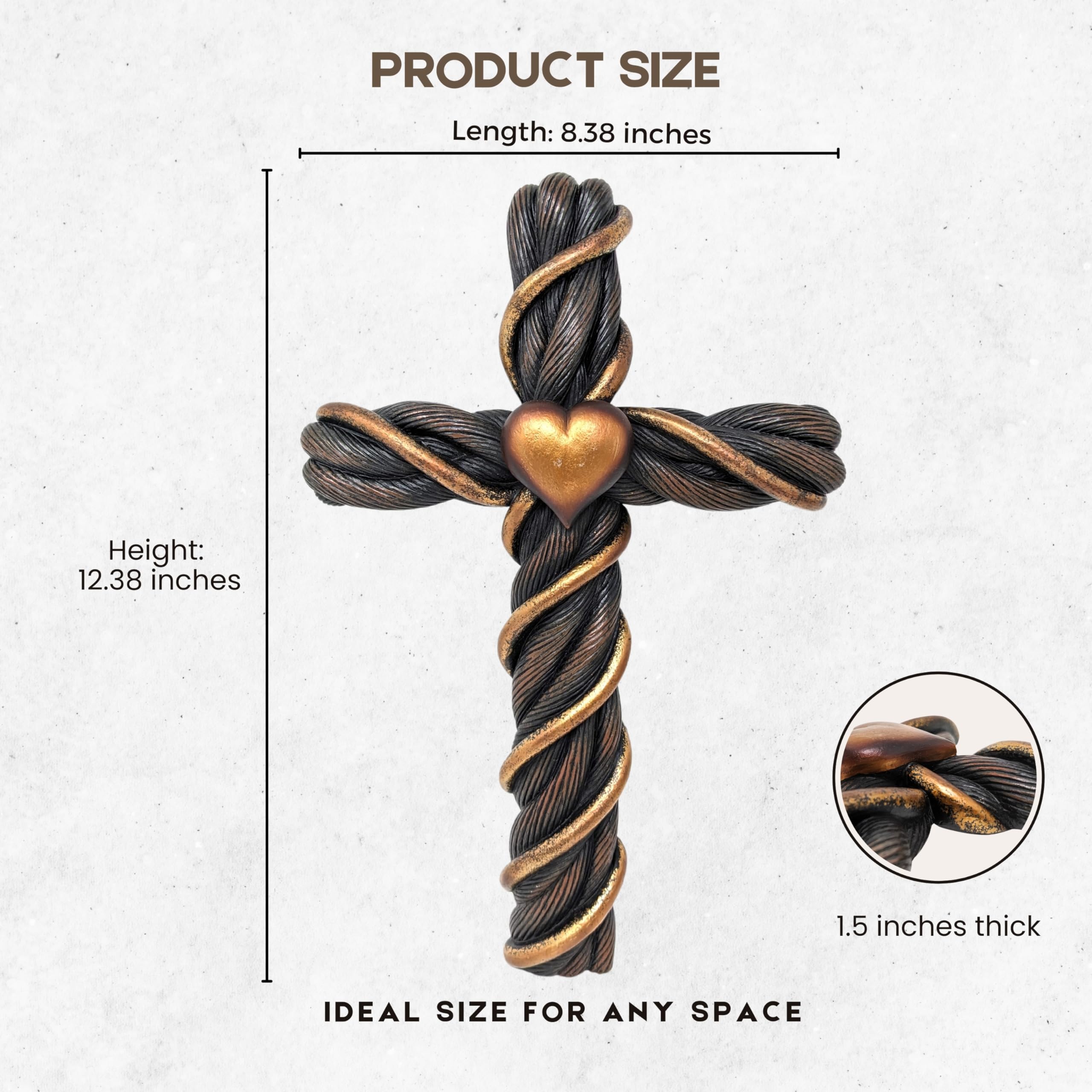 Amazon.com: Wall Cross with Golden Heart & Spiral Rope Wires