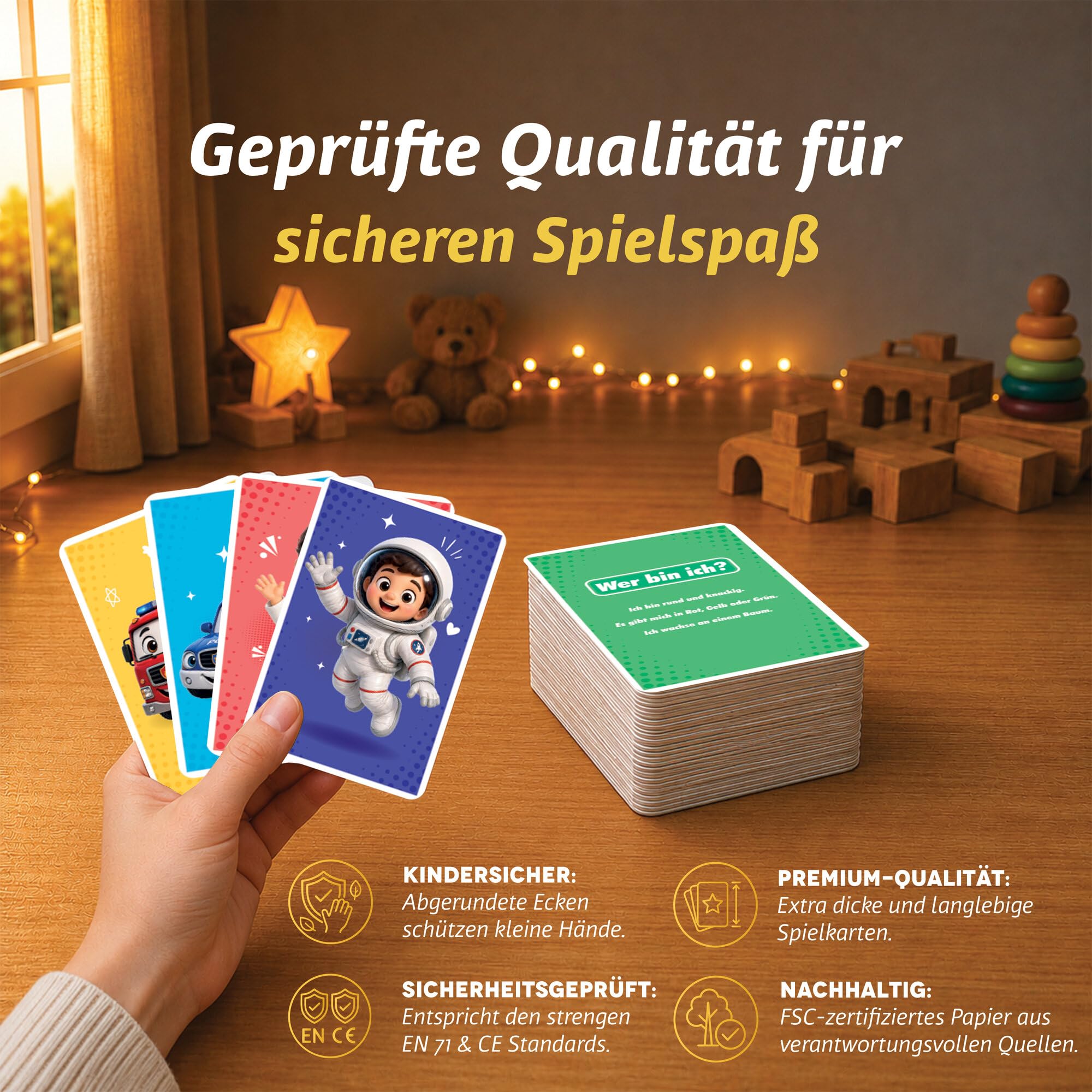 ¿Qué soy yo? el divertido juego de cartas para niños a partir de 4 años - 31 cartas (30 + 1 tarjeta de bonificación) - Juego educativo para concentración & Beoabchtung - Juego de Quadoor