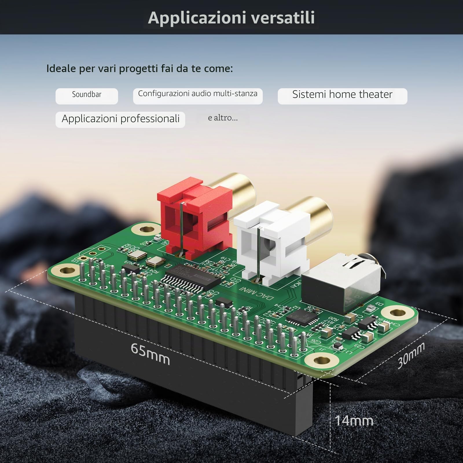 InnoMaker DAC Mini Hat Scheda Audio PCM5122 per Raspberry Pi 5/4/3B+/Zero 2W, Shield Audio HiFi 384kHz/32bit con Uscita RCA e 3.5mm