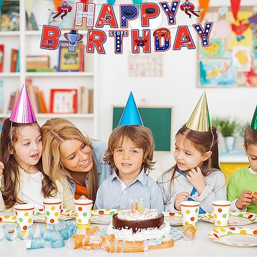 Miniatura 5 de Oringaga Cartel de hockey sobre hielo para fiesta de feliz cumpleaños, hockey, juegos deportivos, suministros de decoración de fiesta temática de