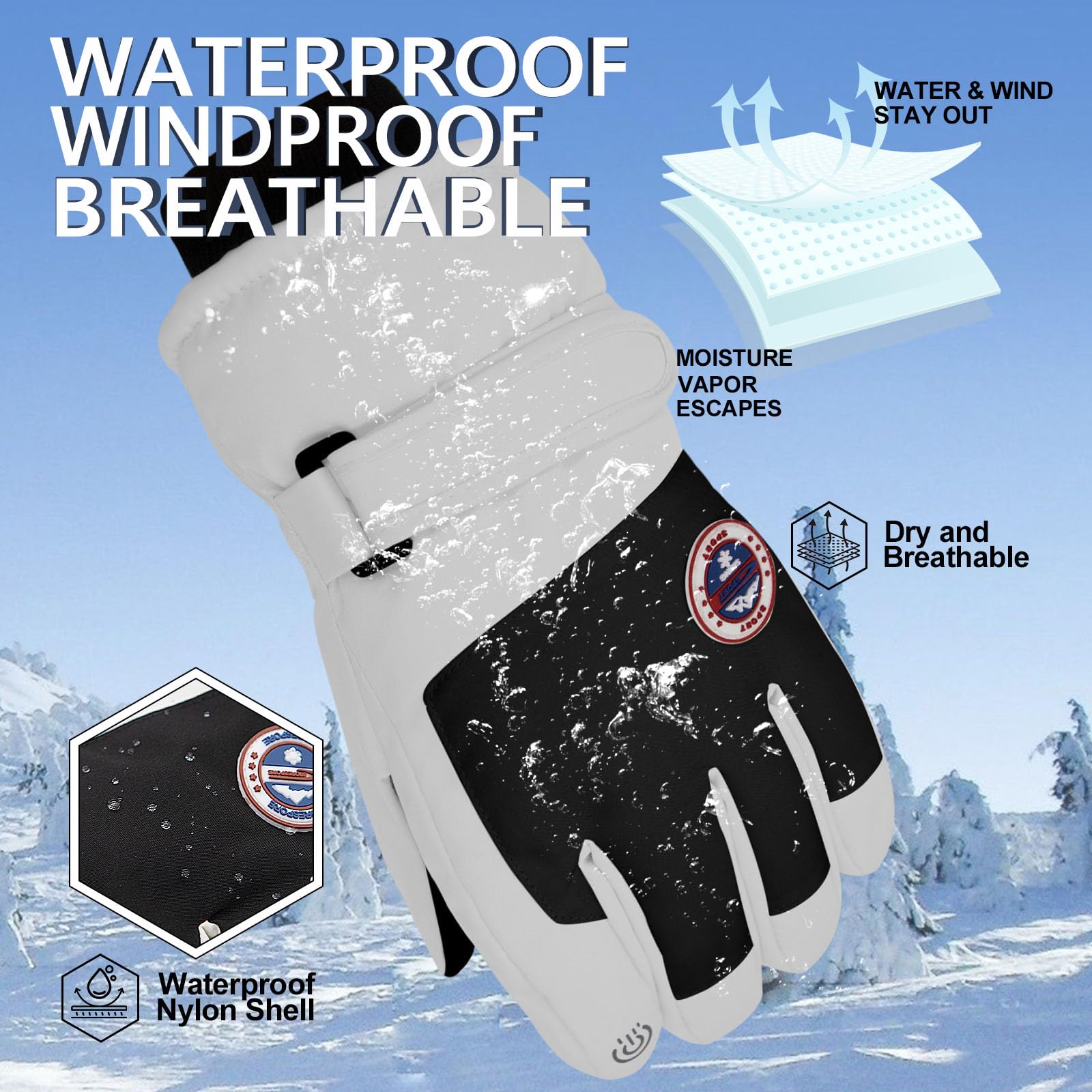 Long Keeper Guantes Esquí Impermeable Nieve Táctiles Térmicos Cortavientos Hombre Mujer