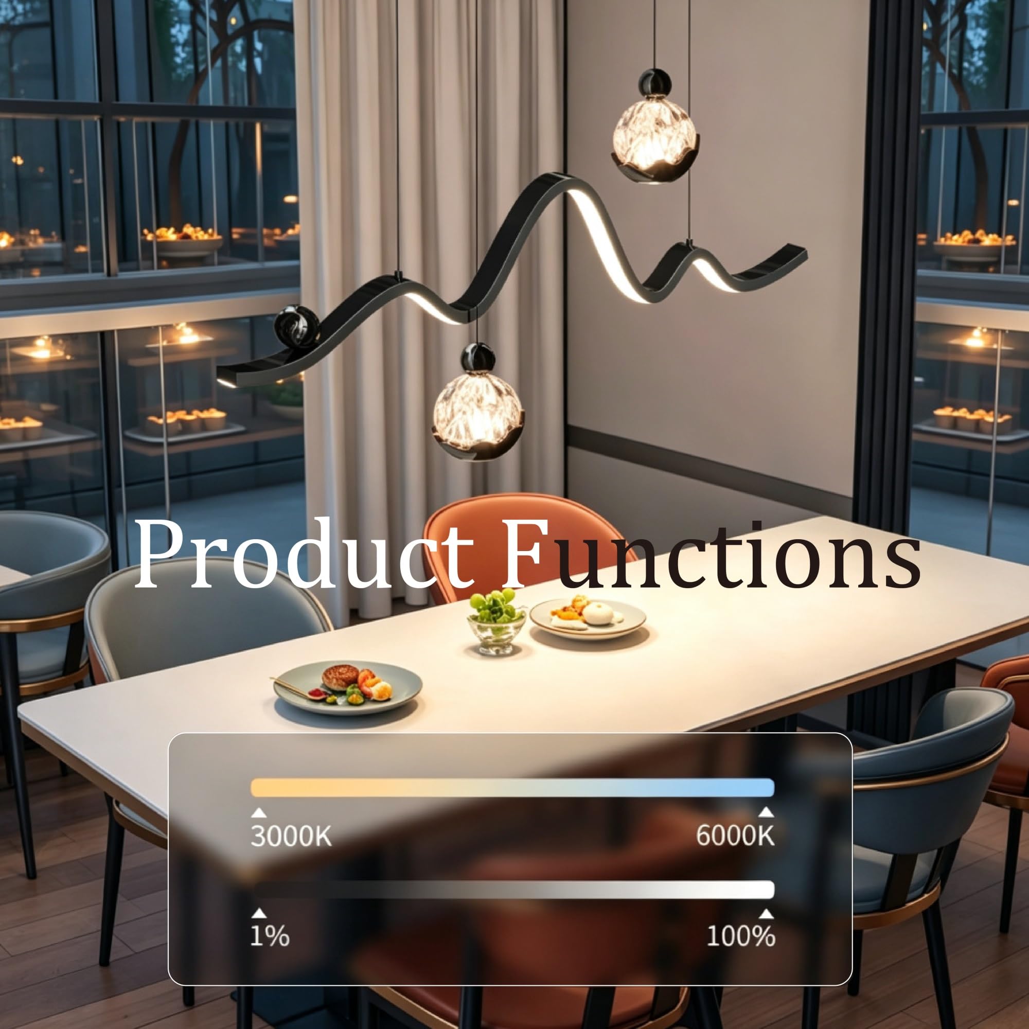 Lampadario Striscia lunga minimalista italiana di alta gamma Lampadari resina LED dimmerabile Alluminio Altezza regolabile Ideale per ristoranti isole da cucina e sale da tè