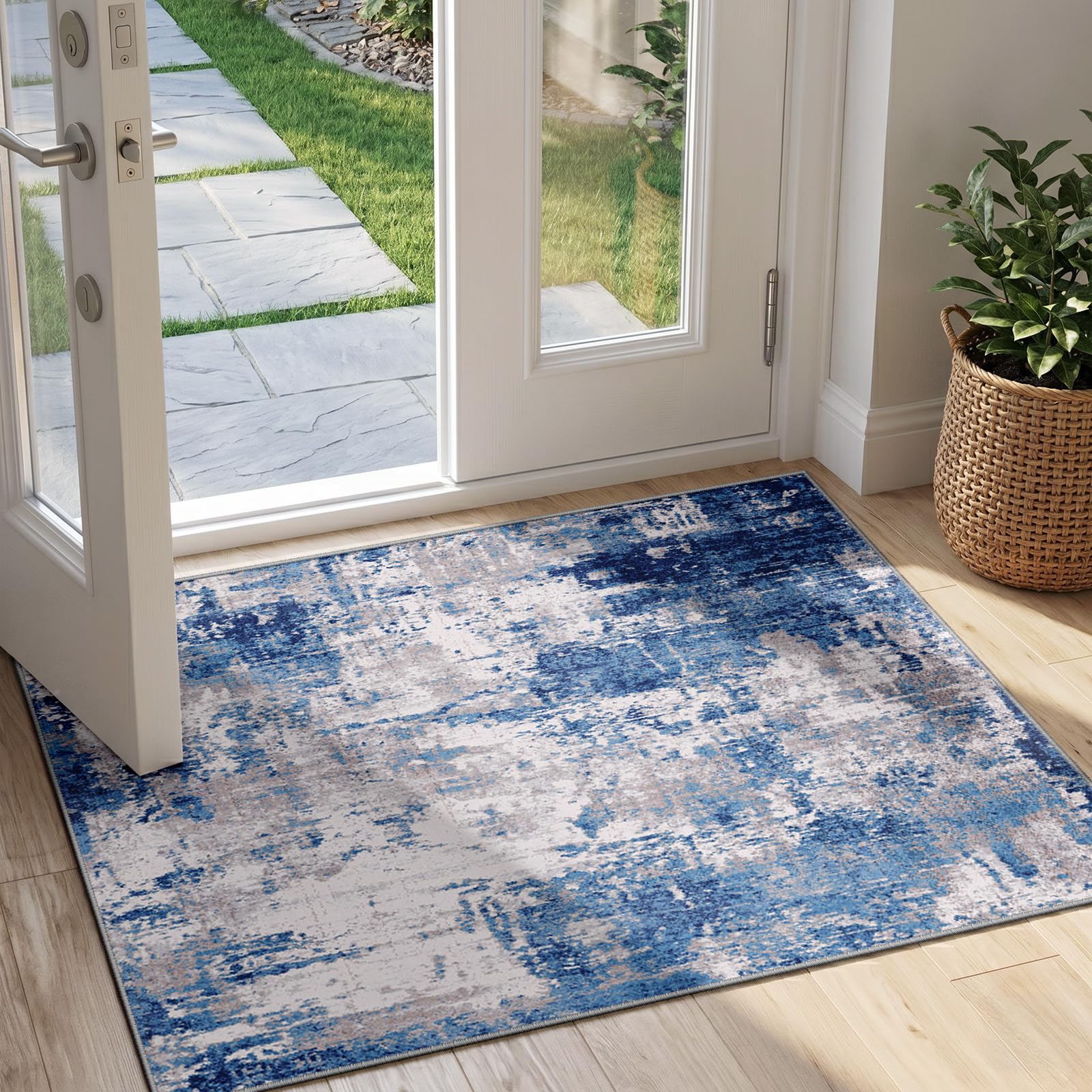 INOVADAY Abstrakt Waschbarer Teppich | Teppich Wohnzimmer, Teppich Waschbar, Schlafzimmer, Esszimmer, Büro, Moderne Minimalistische, Kurzflor Weich Rutschfest, OEKO