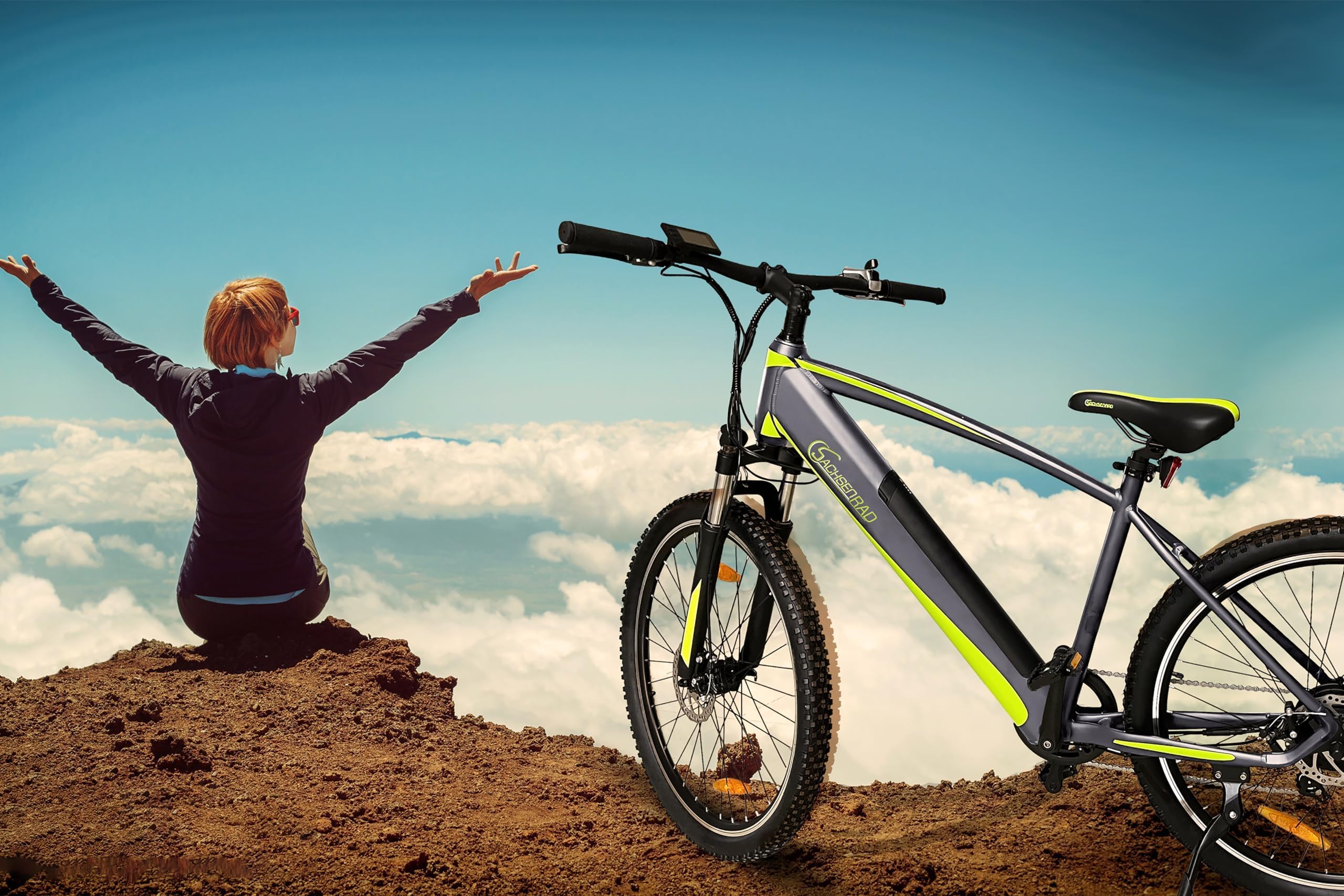 Vélo électrique SachsenRad R8 Flex II | 27,5/29 Pouces, Moteur 250 W, Batterie au Lithium 36 V/12,5 Ah, 25 km/h, Vitesses Shimano 7 Vitesses, Freins à Disque, écran LCD