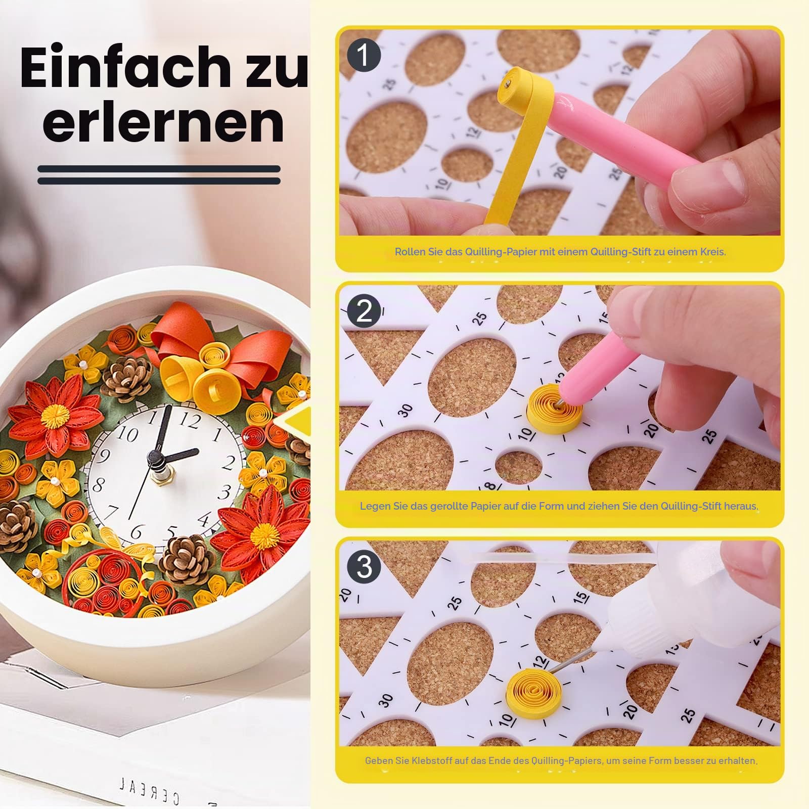 Mardatt 64-teiliges komplettes Papier-Quilling-Set, 45 Farben, 900 Streifen, notwendige Werkzeuge für Anfänger und Fortgeschrittene, DIY Handwerk Quilling Set