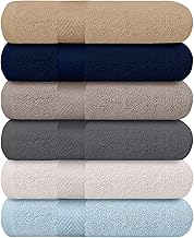 6-Pack Bath Towels - Lightweight - Extra Absorbent - 100% Cotton - Shower towels (Multi, 27 inchesx54 inches)