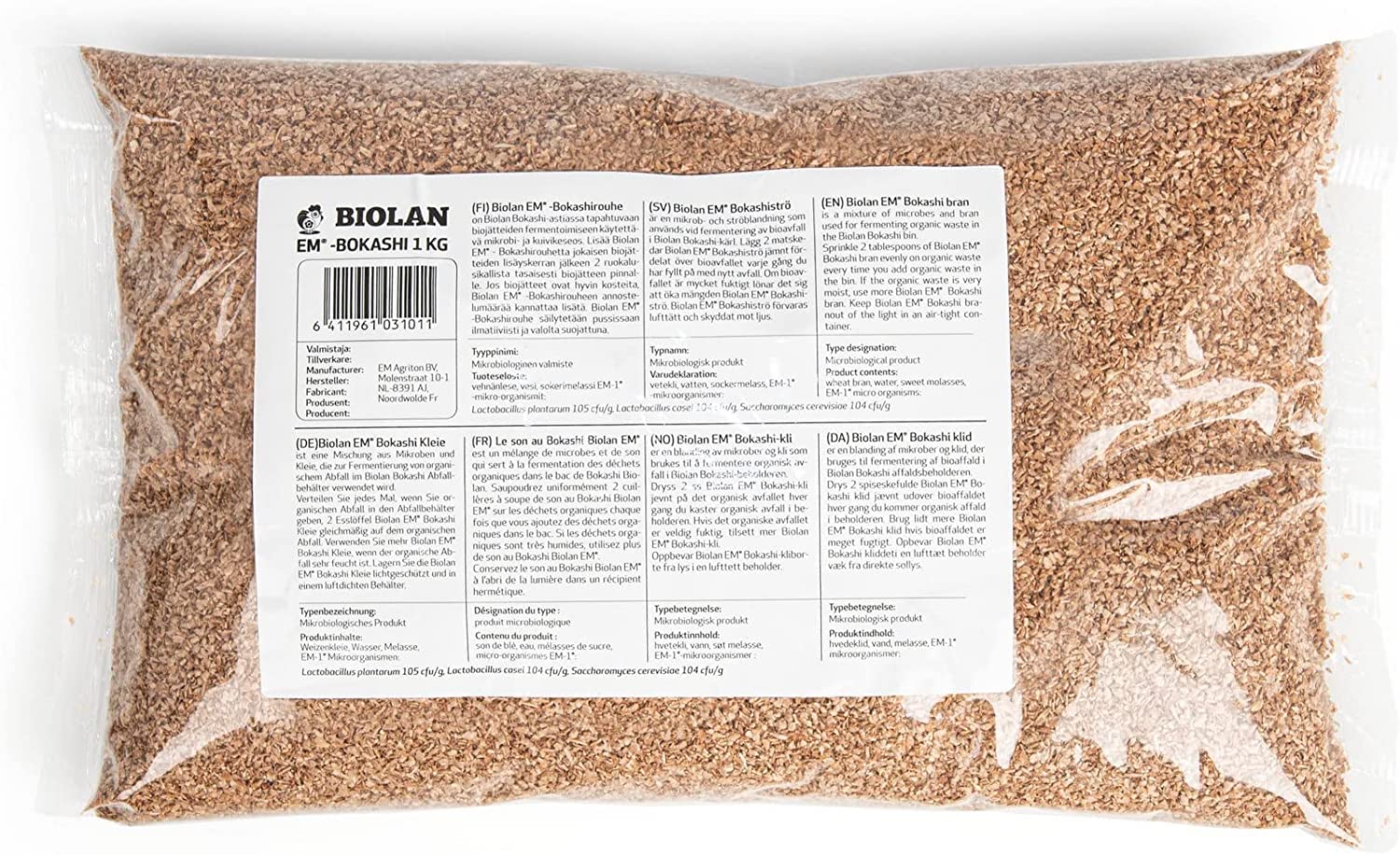 Biolan Bokashi Kit de composteur de Cuisine (10 l) avec Activateur de Fermentation EM 1 kg (Noir)