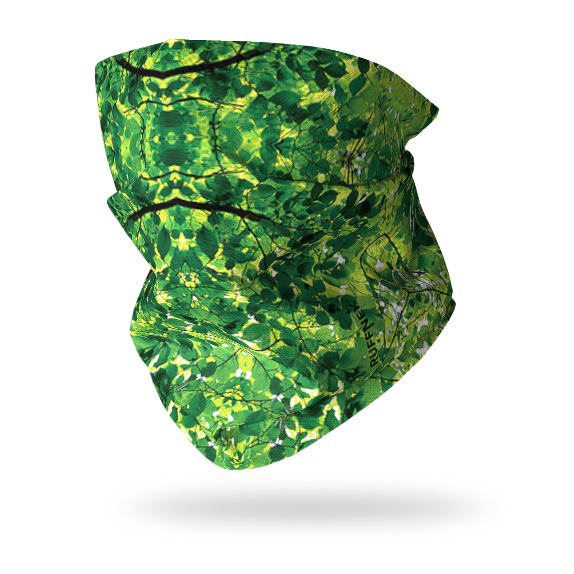 Ruffnek Unisex Green Leaves/Camouflage Design Multifunctional Headwear Tube Neck Warmer Snood For Men, Women & Children For Camping, Military, Hunting, Camo Accessories