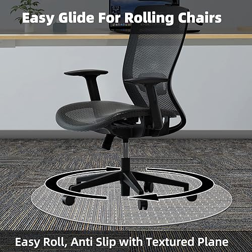 Miniatura 4 de Protector de alfombra para silla de oficina 36 x 36 pulgadas, alfombrillas de plástico resistente para escritorio de computadora con borde para piso