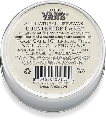 Miniatura 9 de Daddy Van's® Cuidado de encimera de cera de abeja natural para encimeras de esteatita, pizarra, compuesto de hormigón y bloque de carnicero, apto