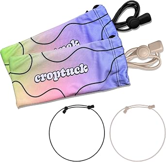 Croptuck Original 2-Pack Medium Black + Medium Taupe | Adjustable Tuck Band Tool for Cropping and Styling Shirts, Sweaters, and Tops