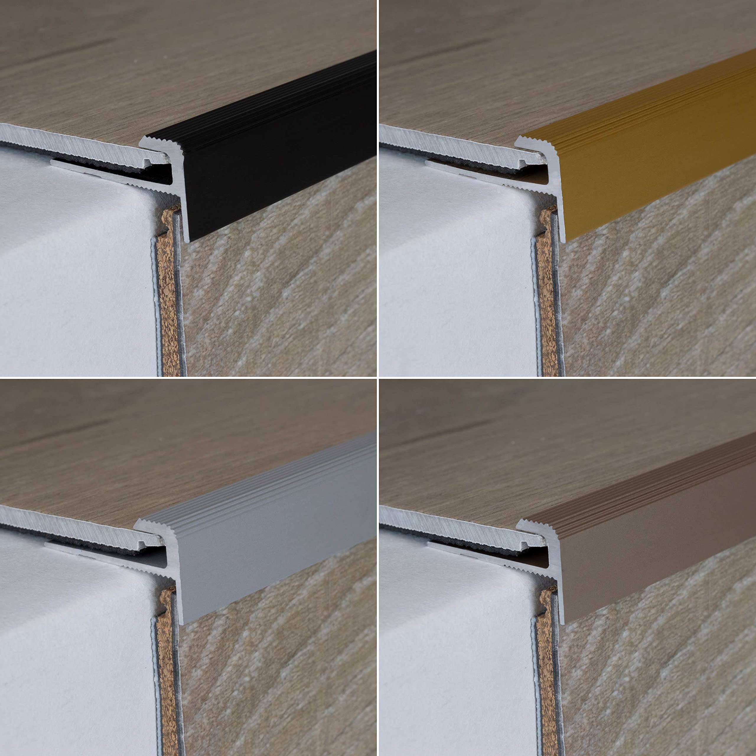 PROVISTON afwerkprofiel | Geanodiseerd aluminium | Brons licht | Breedte 30 mm | Hoogte 24 mm | Lengte 1000 mm | Geboord | Trapneus | Trapprofiel parket | 1 stuk PROVISTON afwerkprofiel | Geanodiseerd aluminium | Brons licht | Breedte 30 mm | Hoogte 24 mm | Lengte 1000 mm | Geboord | Trapneus | Trapprofiel parket | 1 stuk