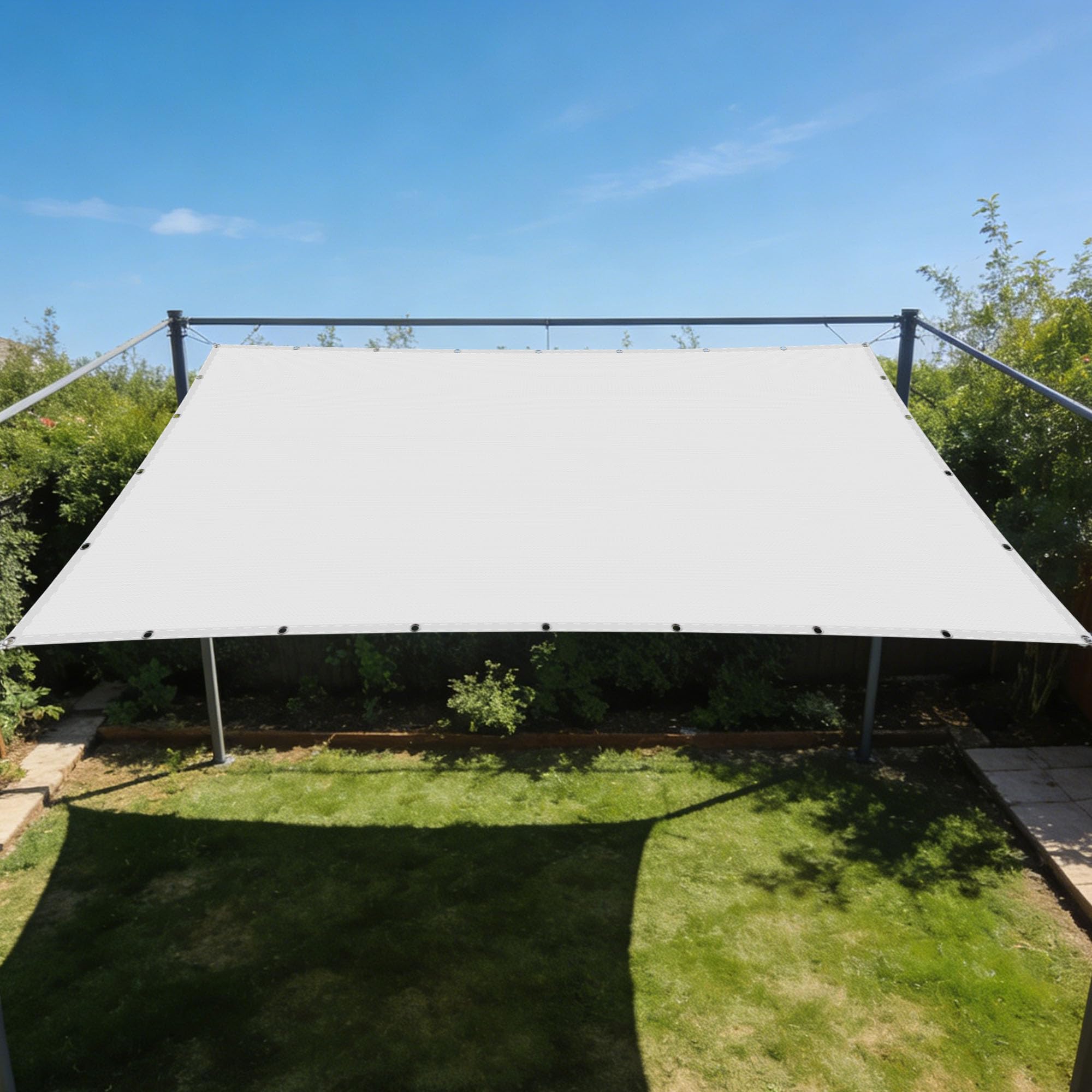 Garden Shade Sail 1.5 x 3.5 m UV Block Sunshade Sail Polyester Breathable for Garden, Patio, Privacy Balcony, Yard, Outdoor Sun Protection, White