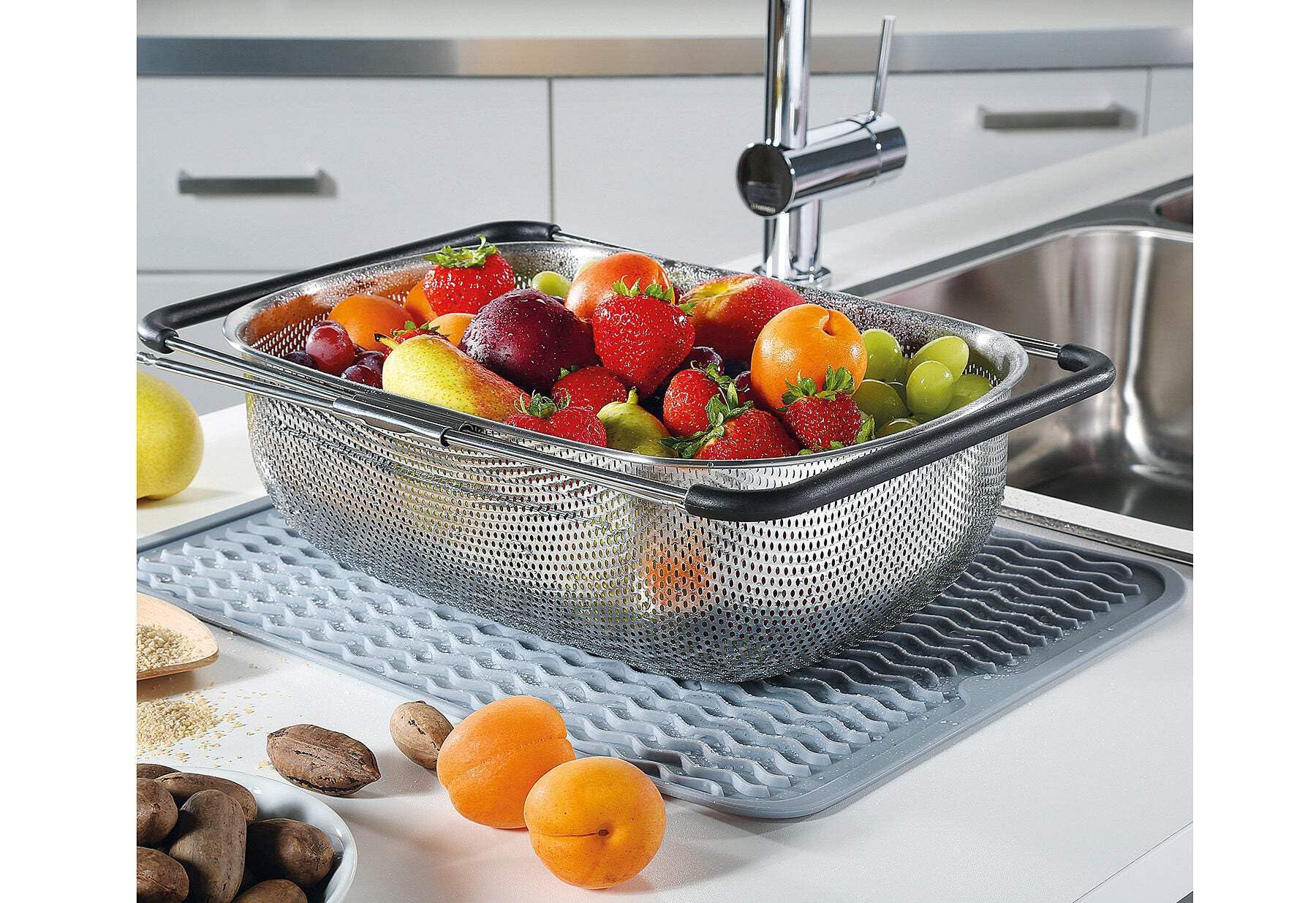 Colador de verduras Deluxe, extensible, 34 x 24,5 cm